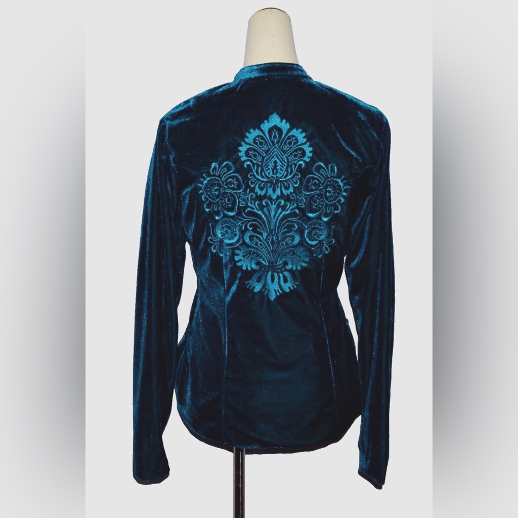 Green Dragon Size M Medium Green Velvet Jacket Embroidered Top
